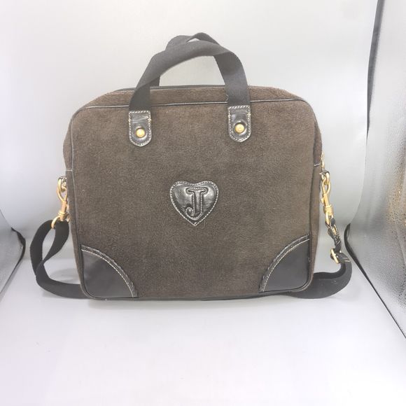 VTG Juicy Couture Brown Laptop Bag Y2K Towelling 90's Travel Work Office RARE - Picture 4 of 11